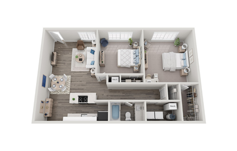 2 Bed Floor Plan | 878 Sq. Ft. at Eastlake Gardens, Decatur, 30032